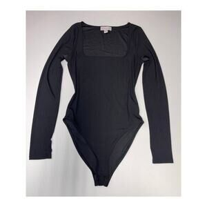 Topshop Square Neck Bodysuit- Black - US 6